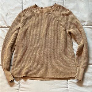 Classic Crewneck Knit Sweater in Tan